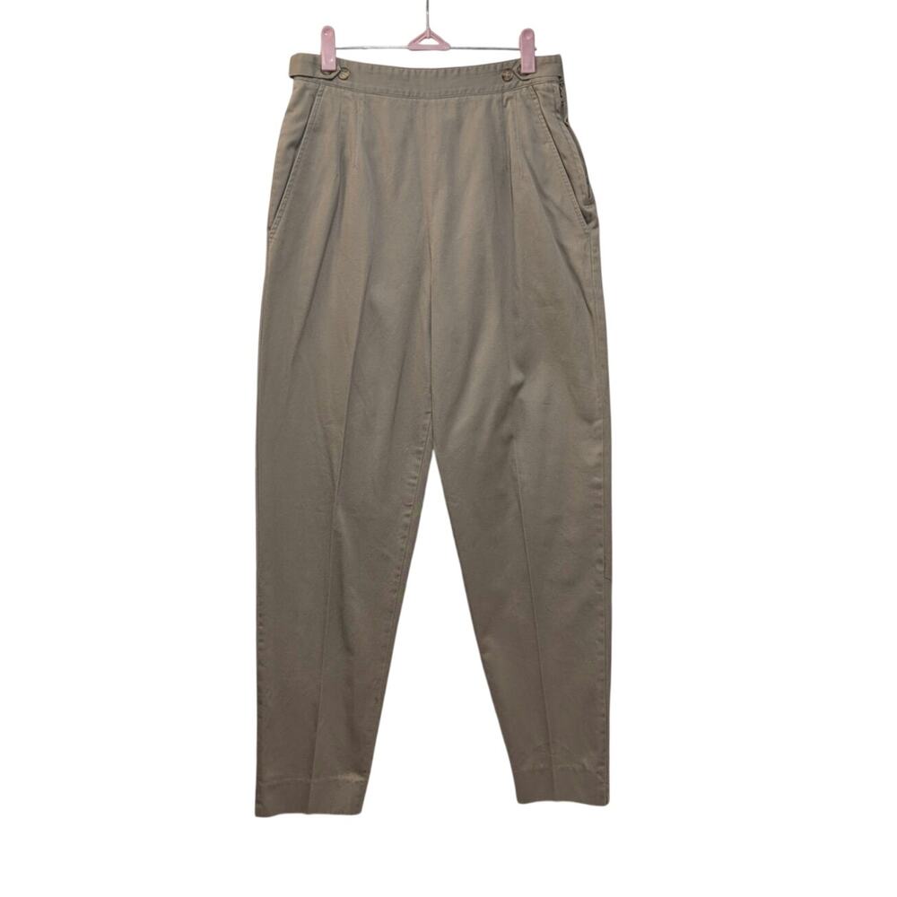 Jones New York khaki slacks, size 8, side zipper w/ cute tab buttons